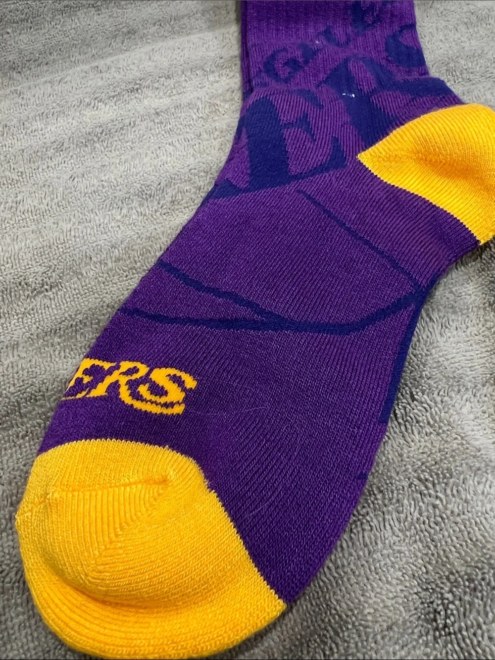 For Bare Feet Purple and Gold Los Angeles Crew Socks